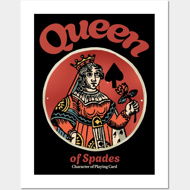 Antique Character of Playing Card Queen of Spades Wall Art by KewaleeTee